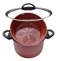 Panela Caçarola Vapor Cuscuzeiro Antiaderente Tampa Vidro Panela Caçarola Vapor Cuscuzeiro Antiaderente Tampa Vidro