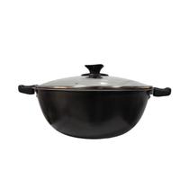 Panela caçarola wok preta teflon 4,2l em alumínio com tampa Panela caçarola wok preta teflon 4,2l em alumínio com tampa