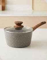Panela Cerâmica 20cm 2,25L Mimo Style Mármol Cook Antiaderente Indução Alumínio Tampa Vidro Grafito Cozinha Premium