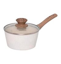 Panela Cerâmica Indução Antiaderente 16cm Mimo Style Marmol Cook 1,3 Litros Com Tampa De Vidro