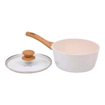 Panela Cerâmica Indução Antiaderente 20cm Mimo Style Linha Cook Vanilla 2,25 Litros Com Tampa De Vidro