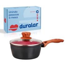 Panela Com Cabo Cerâmica Antiaderente N18 Red Marble Indução Fogão Cooktop Vermelho Duralar