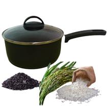 Panela Com Tampa de vidro Avulsa Arroz Pequena com Cabo de Baquellite 20cm vermelho preto