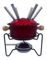Panela Conjunto Para Fondue Conjunto Kit 10 Peças Esmaltado