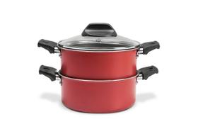 Panela Cozi Vapore 4 Em 1 Caçarola Cuscuzeira Escorredor Brinox Especiarias Ø 16 cm Cereja