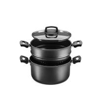 Panela Cozimento Vapor Caçarola Antiaderente Preto 3,2L - MTA