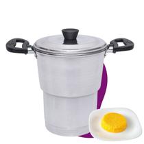 Panela Cuscuzeira Grande Alumínio N16 2,9L com Tampa Panela Cuscuz Individual Polido Alça Baquelite Porção Teta Fogão à Lenha e Gás