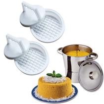 Panela Cuscuzeira Inox Família 2,5 Litros e Kit 2 Moldes Carne Hamburguer