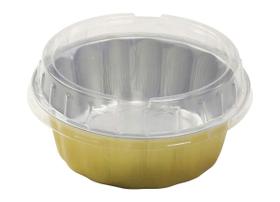 Panela de alumínio redonda descartável de 240 mL com tampa de plástico Panela de alumínio redonda descartável de 240 mL com tampa de plástico