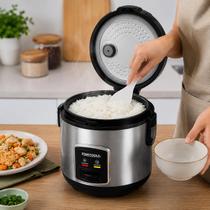 Panela de Arroz Elétrica 1L Inox Preta 127V/220V Antiaderente com Função Aquecer 400W