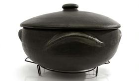 Panela de Barro Grande 7 Litros com Tampa e Suporte - Artesanato Bernardes