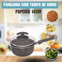 Panela de cabo pequena 14cm com tampa de vidro, papeira, molho. Panela de cabo pequena 14cm com tampa de vidro, papeira, molho.