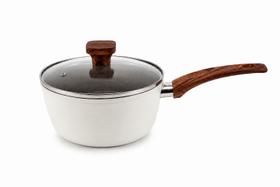 Panela de Cerâmica 16 cm para Indução com Tampa de Vidro Premium Cor:Bege Panela de Cerâmica 16 cm para Indução com Tampa de Vidro Premium Cor:Bege
