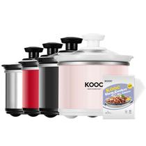 Panela de cerâmica pequena KOOC de 0,65 L para fogão lento em aço inoxidável rosa