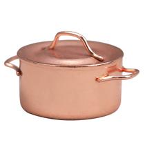 Panela de cozinha em miniatura em escala 1:12 Dollhouse Copper com tampa