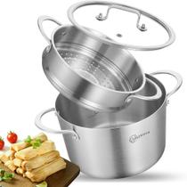 Panela de Cozinhar LOLYKITCH 5qt Panela a Vapor de Aço Inoxidável 3 Camadas Panela de Cozinhar LOLYKITCH 5qt Panela a Vapor de Aço Inoxidável 3 Camadas