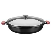 Panela de Disco Alto Ferro Fundido Com 36 cm Tampa de Vidro MTA