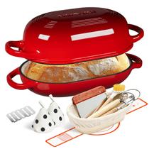 Panela de ferro fundido esmaltado 5QT Umite Chef conjunto para assar pão Panela de ferro fundido esmaltado 5QT Umite Chef conjunto para assar pão