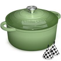 Panela de ferro fundido esmaltado Dutch Oven Umite Chef 7QT, verde sálvia