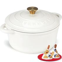 Panela de ferro fundido esmaltado Overmont 5,5 qt branco pérola Panela de ferro fundido esmaltado Overmont 5,5 qt branco pérola
