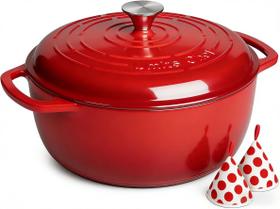 Panela de ferro fundido esmaltado Umite Chef 6QT vermelha Panela de ferro fundido esmaltado Umite Chef 6QT vermelha