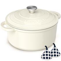 Panela de ferro fundido esmaltado Umite Chef 7 qt, cor creme Panela de ferro fundido esmaltado Umite Chef 7 qt, cor creme