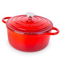 Panela de ferro fundido Nuovva 24 cm vermelha, antiaderente e própria para forno Panela de ferro fundido Nuovva 24 cm vermelha, antiaderente e própria para forno