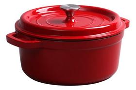 Panela De Ferro Fundido Pesada Esmaltada 26cm Vermelha