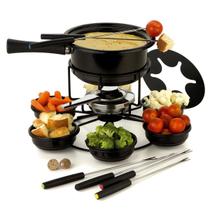 Panela de Fondue Conjunto Giratório Carrossel Viena 16 peças Preto Fundi Queijo e Carne