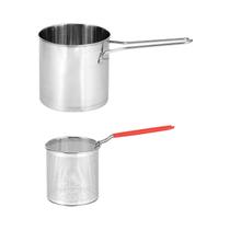 Panela De Fritadeira De Aço Inoxidável Com Cesta De Filtro E Termômetro Para Batatas Fritas, Peixe,