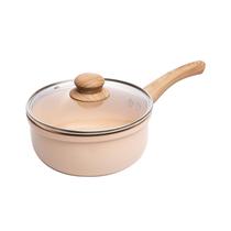 Panela de Indução Aluminio Com Cerâmica Tampa de Vidro Chef Bege/ Creme 18cm Lyor