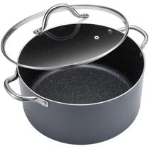 Panela de indução antiaderente BEZIA de 6 litros com tampa cinza