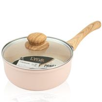 Panela de Indução com Tampa de Vidro Granito Chef 18cm Bege Alumínio com Revestimento Cerâmico Lyor