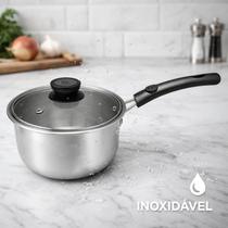 Panela De Leite Inox 18 Cm Com Tampa De Vidro