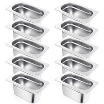 Panela de mesa a vapor Thenshop 1/9, tamanho 1/9, 10 unidades de aço inoxidável Panela de mesa a vapor Thenshop 1/9, tamanho 1/9, 10 unidades de aço inoxidável