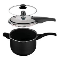 Panela De Pressão 2 Em 1 Tramontina Vancouver 4,5 L Antiaderente Preto Com Tampa de Vidro Panela De Pressão 2 Em 1 Tramontina Vancouver 4,5 L Antiaderente Preto Com Tampa de Vidro