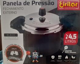 Panela de pressão 4,5 litros fechamento externo de alça na cor black eirilar Panela de pressão 4,5 litros fechamento externo de alça na cor black eirilar
