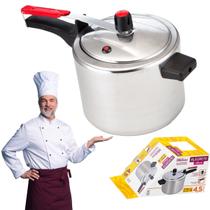 Panela De Pressão 4,5 Litros Polida Com Válvula de Segurança E Pino Central Para Cozinhar Feijão Mandioca Carne Sopa