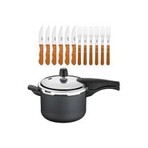 Panela De Pressão 4,5L + 1 Jogo Churrasco 12Peças Tramontina