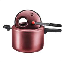 Panela De Pressão 4,5L Antiaderente Cereja Com Visor na Tampa MTA - 6023 Panela De Pressão 4,5L Antiaderente Cereja Com Visor na Tampa MTA - 6023
