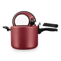Panela de Pressão 4,5L Antiaderente Tampa com Visor De Vidro 4,5 Litros MTA 6033 Cereja