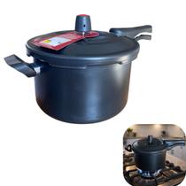 Panela de Pressão 5 L Preta Fechamento Externo Antiaderente Panela de Pressão 5 L Preta Fechamento Externo Antiaderente
