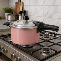 Panela De Pressão 5 Litros Fechamento Externo Rosa Claro Rose Pink Bebê Barbie Alumínio Resistente