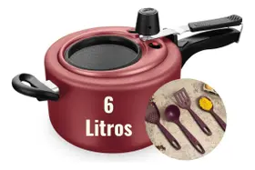 Panela De Pressão 6 Litros Grande Com Visor Vidro Mta Cereja Panela De Pressão 6 Litros Grande Com Visor Vidro Mta Cereja