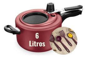 Panela De Pressão 6 Litros Grande Com Visor Vidro Mta Cereja Panela De Pressão 6 Litros Grande Com Visor Vidro Mta Cereja