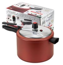 Panela De Pressão 7,0 Litros Vermelho Cereja Antiaderente Teflon 5 Camadas Panela De Pressão 7,0 Litros Vermelho Cereja Antiaderente Teflon 5 Camadas