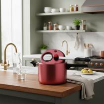 Panela De Pressão Antiaderente 4,5 Litros Visor Mta Cereja