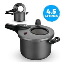 Panela de Pressão Antiaderente 4,5l Visor de Vidro Grafite
