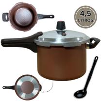 Panela De Pressão Antiaderente Alumínio Fechamento Externo 4,5 Litros Cor Marrom