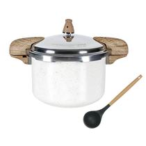 Panela de Pressão Antiaderente Cerâmica Vanilla 5,4 Litros C/ Alça Indução Fechamento Externo Brinox